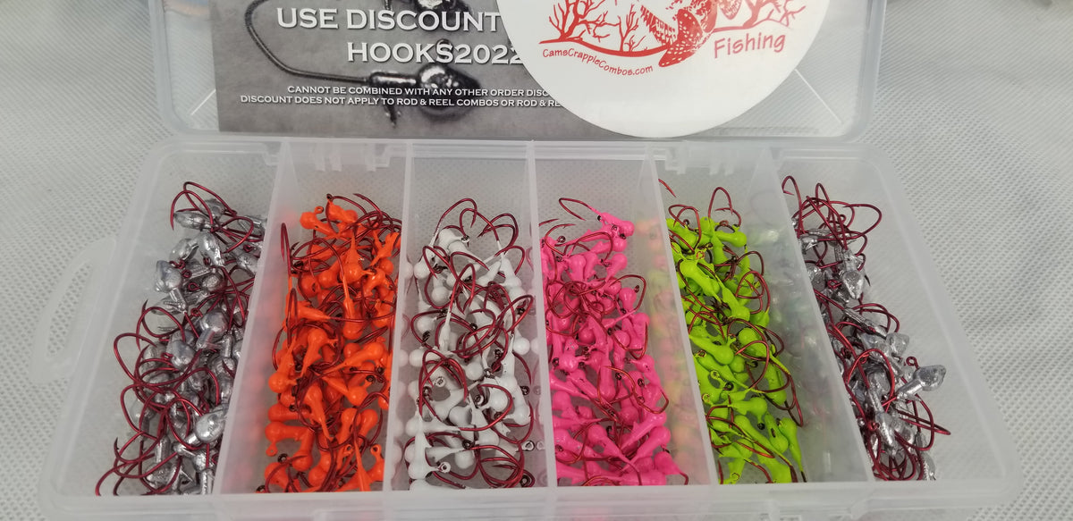 Cam's 120pc. Hand Painted Assortment 1/32 #2"Nasty Bend Hooks" Jighead Kit