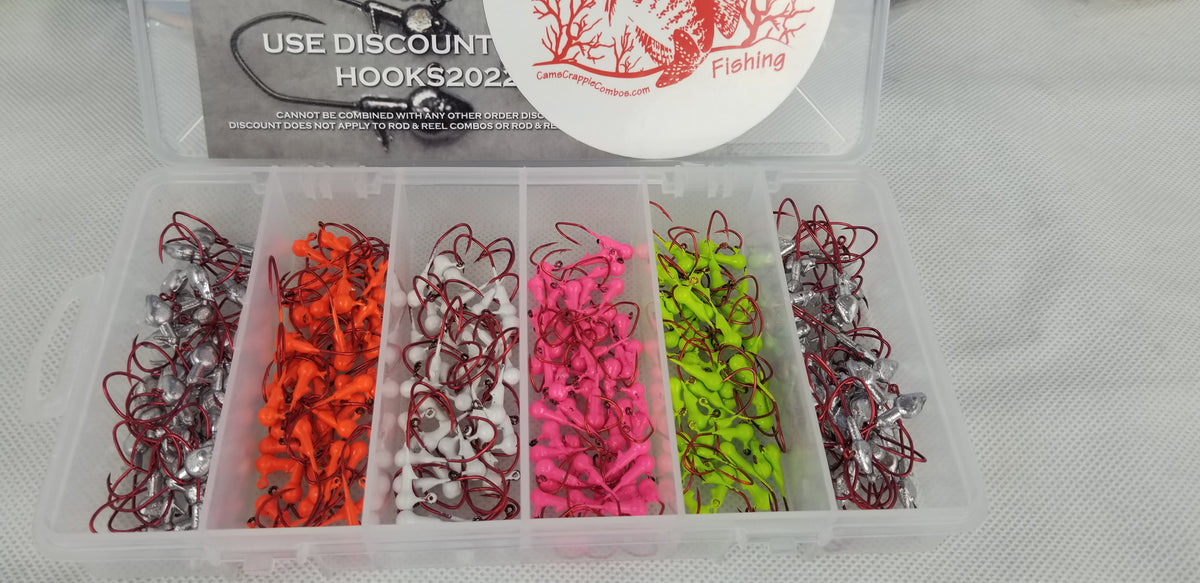 Cam's 120pc. Hand Painted Assortment 1/32 #2"Nasty Bend Hooks" Jighead Kit