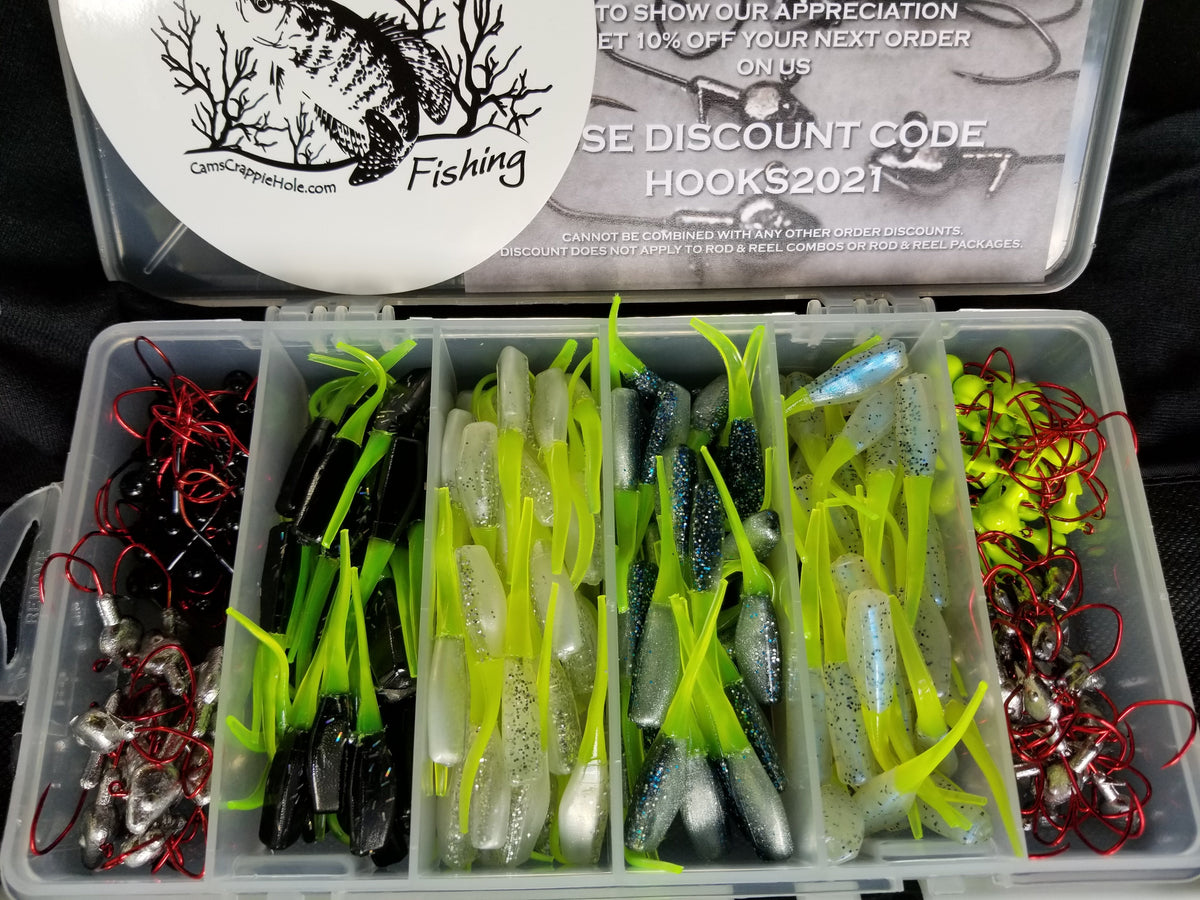 Cam's 10ft. 2pc. Yaannk Stik + 7 (BB) Cam's Xtralite Reel + Plastics and Hooks Kit