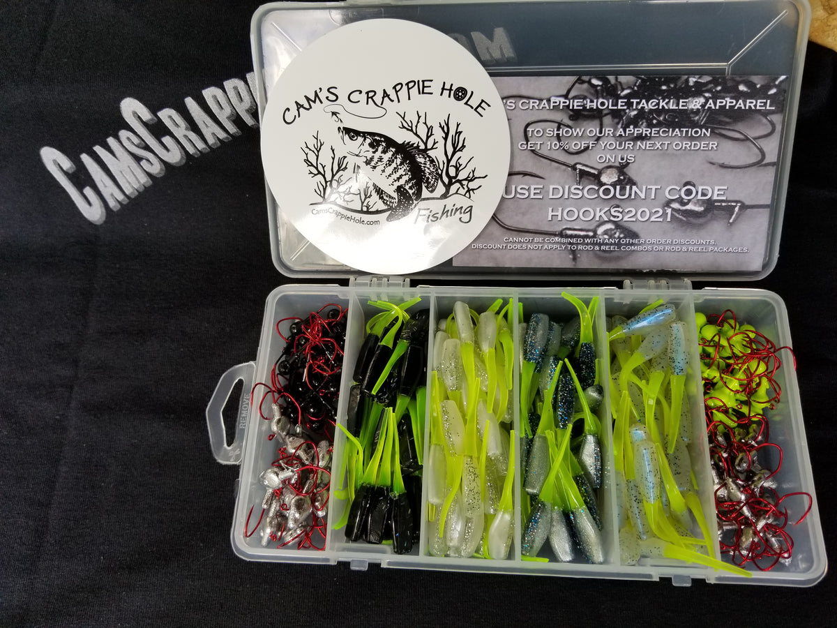 Cam's 10ft. 2pc. Yaannk Stik + 7 (BB) Cam's Xtralite Reel + Plastics and Hooks Kit
