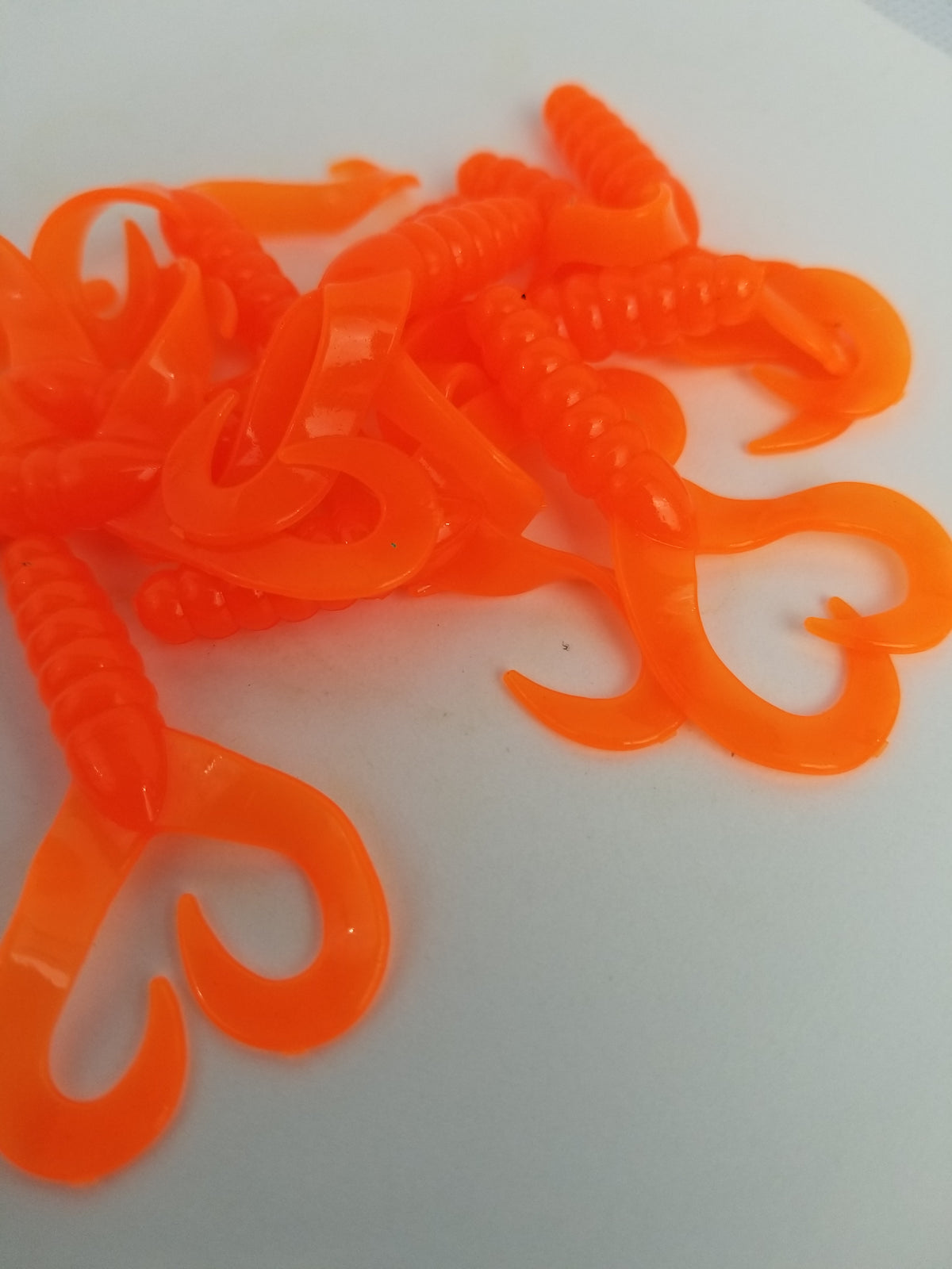 Cams 2" Double Twist Tail Orange Sickle Crappie Plastic Grub