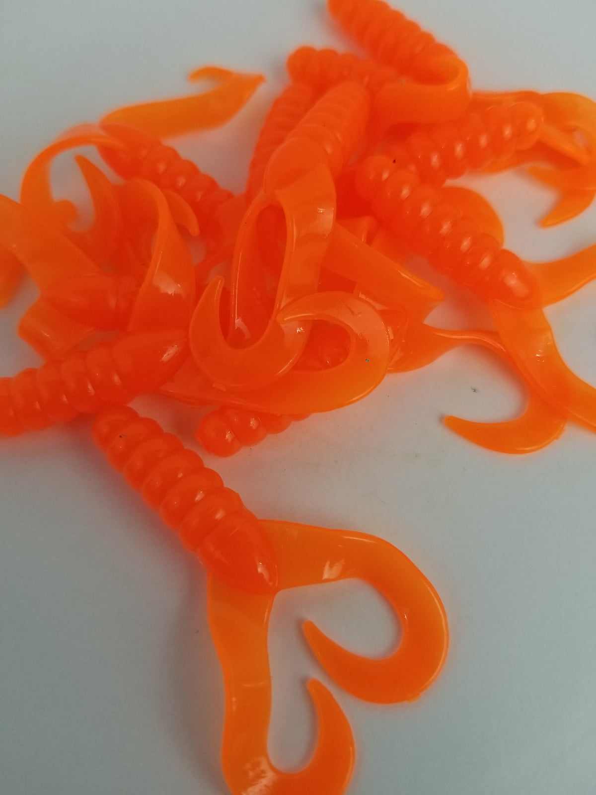 Cams 2" Double Twist Tail Orange Sickle Crappie Plastic Grub