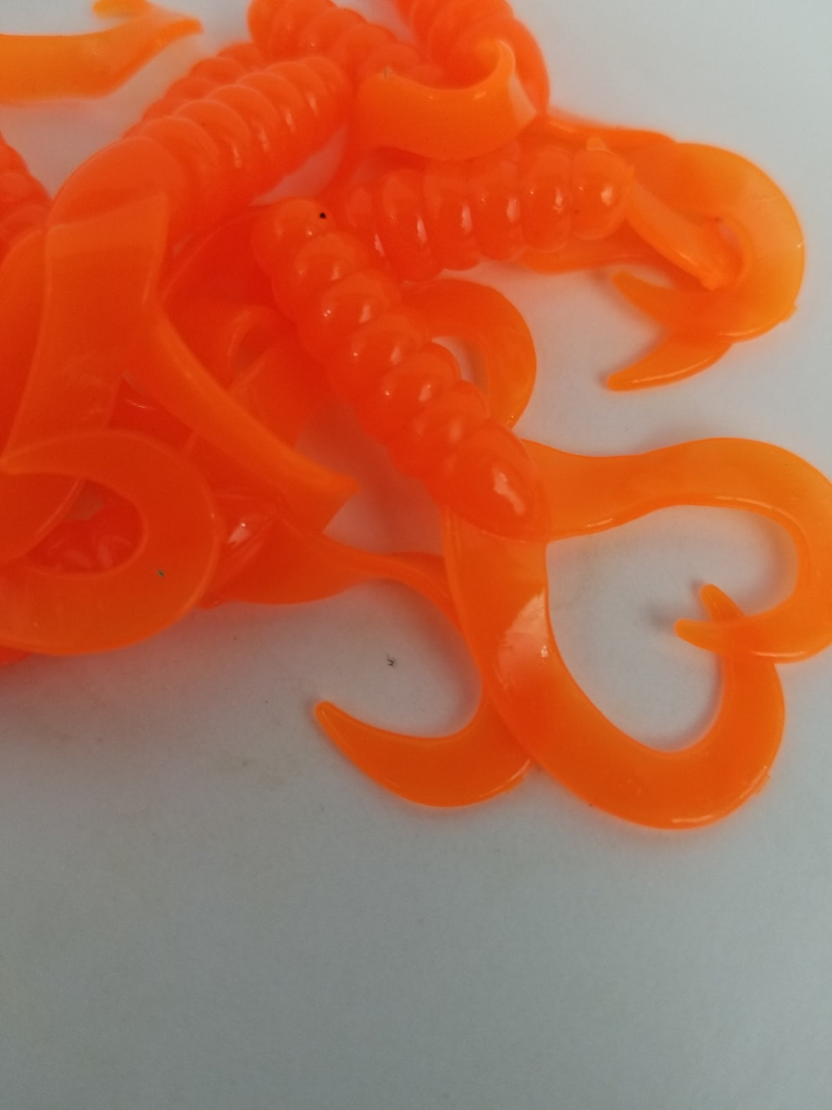 Cams 2" Double Twist Tail Orange Sickle Crappie Plastic Grub