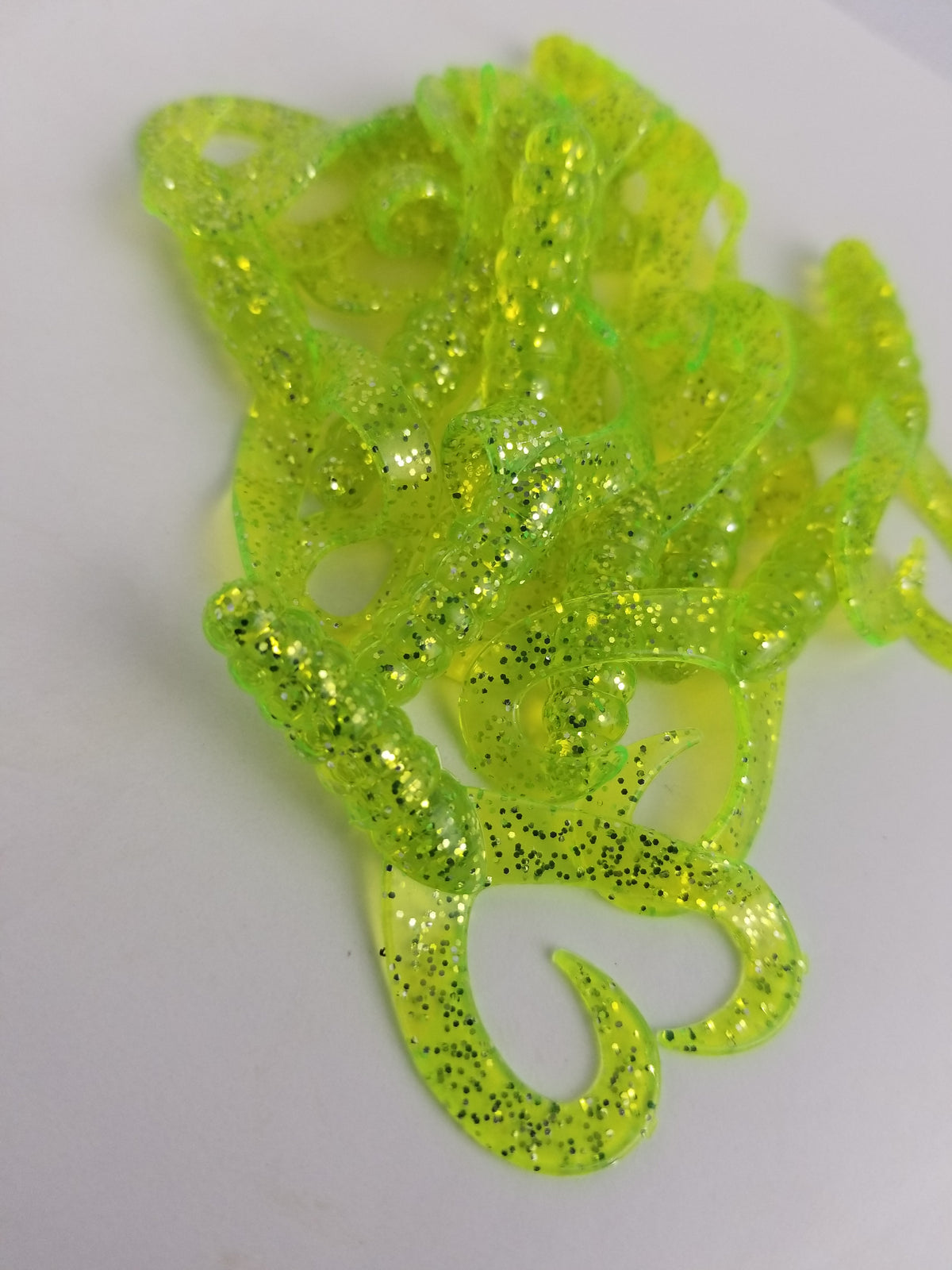 Cams 2" Double Twist Tail Chartreuse Ice Crappie Plastic Grub