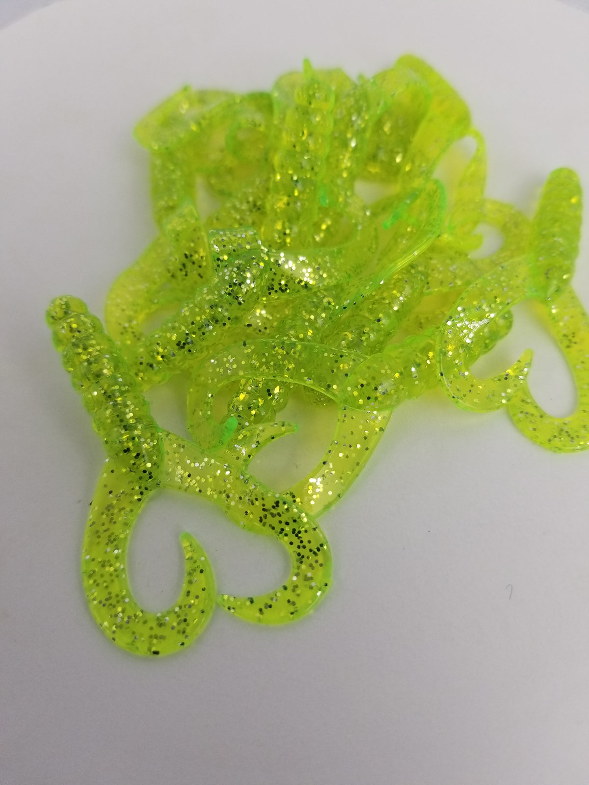 Cams 2" Double Twist Tail Chartreuse Ice Crappie Plastic Grub