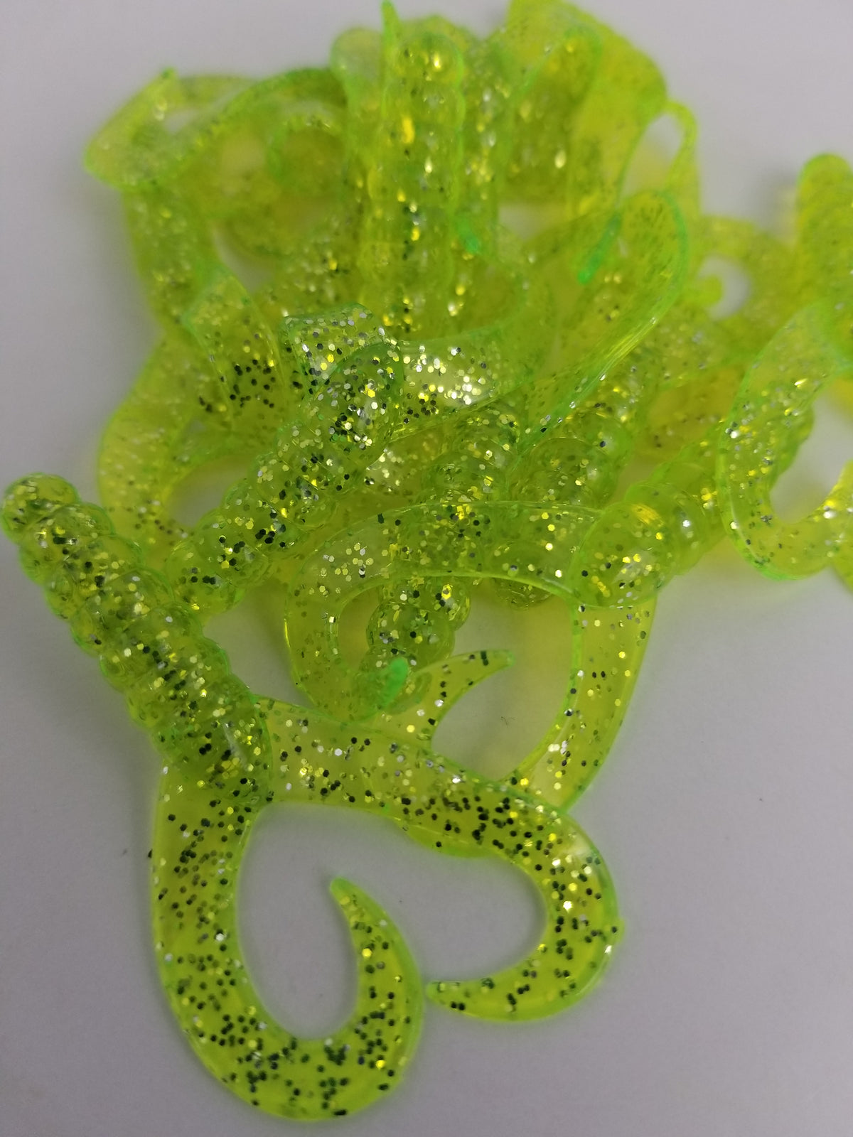 Cams 2" Double Twist Tail Chartreuse Ice Crappie Plastic Grub