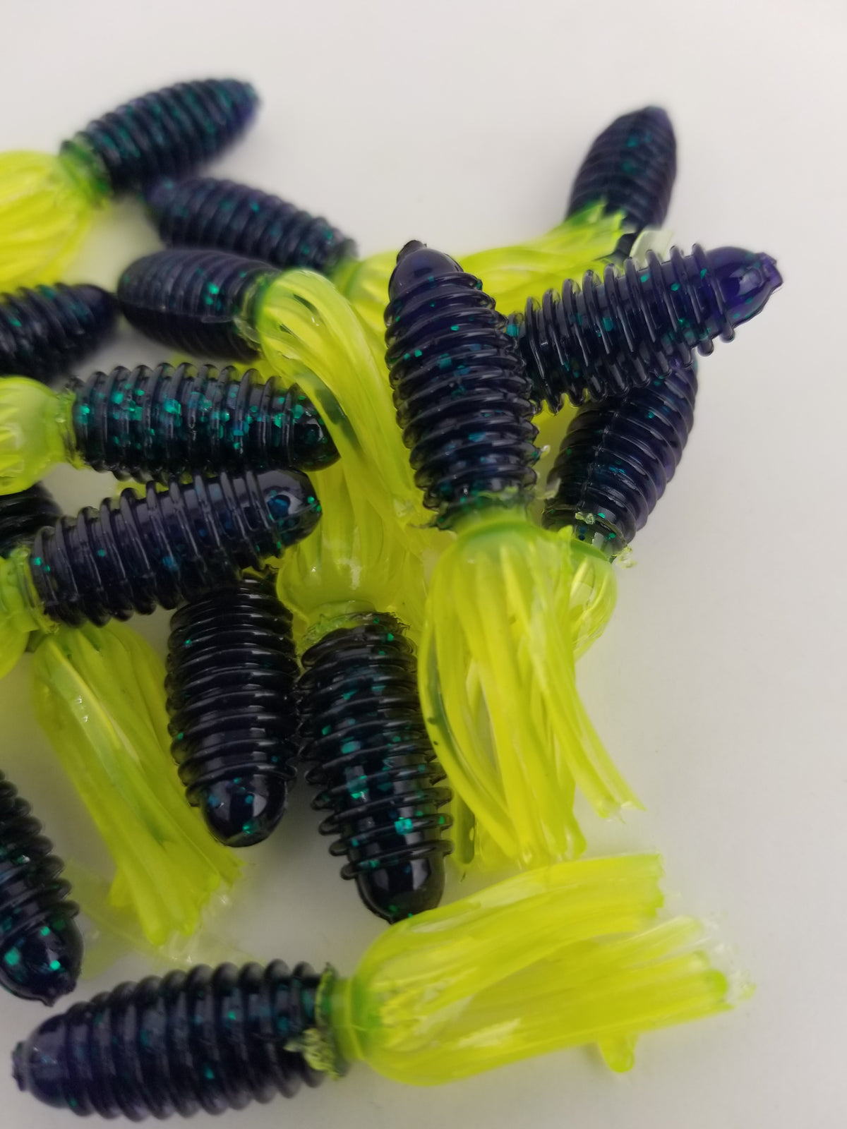Cam's 1.75" Crappie Slab Shad Midnite June Bug/Chartreuse Plastics