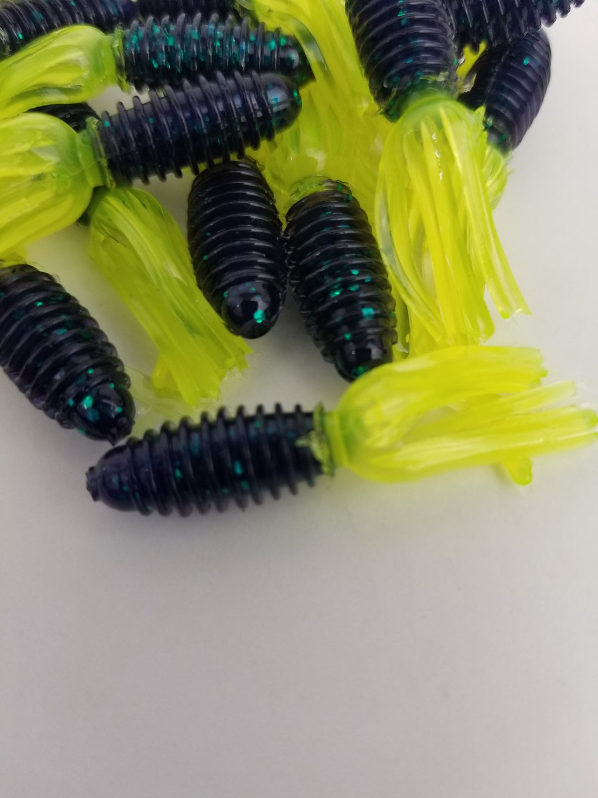 Cam's 1.75" Crappie Slab Shad Midnite June Bug/Chartreuse Plastics
