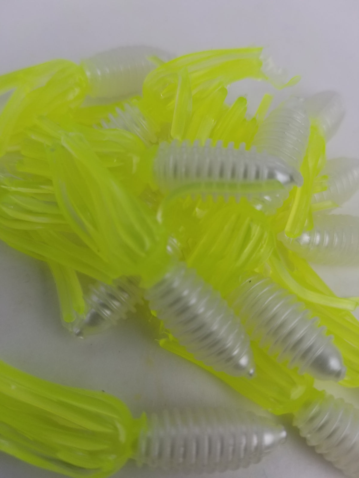Cam's 1.75" Crappie Slab Shad Pearl White/Chartreuse Plastics