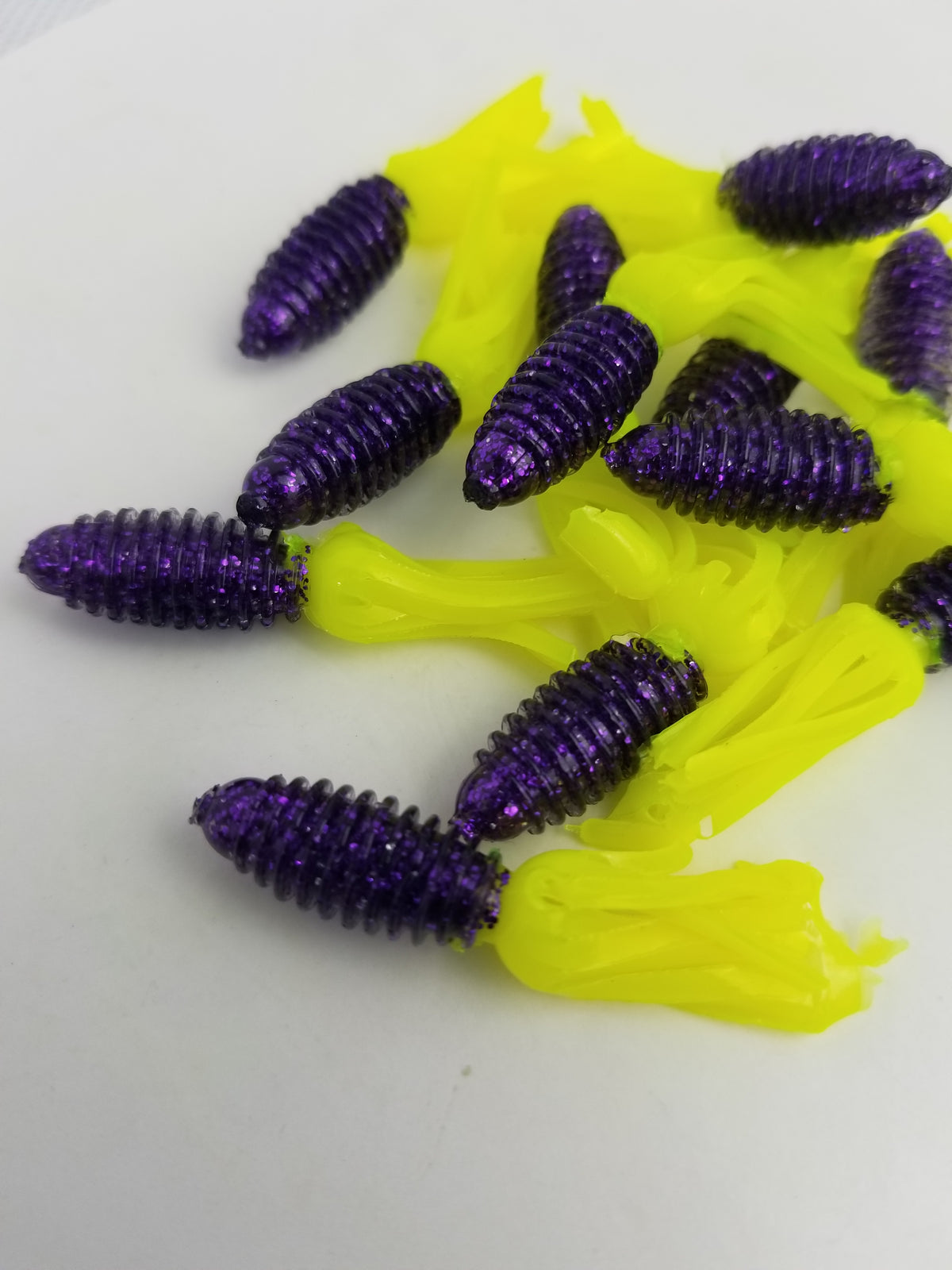 Cam's 1.75" Crappie Slab Shad Purple Glitter/Chartreuse Plastics