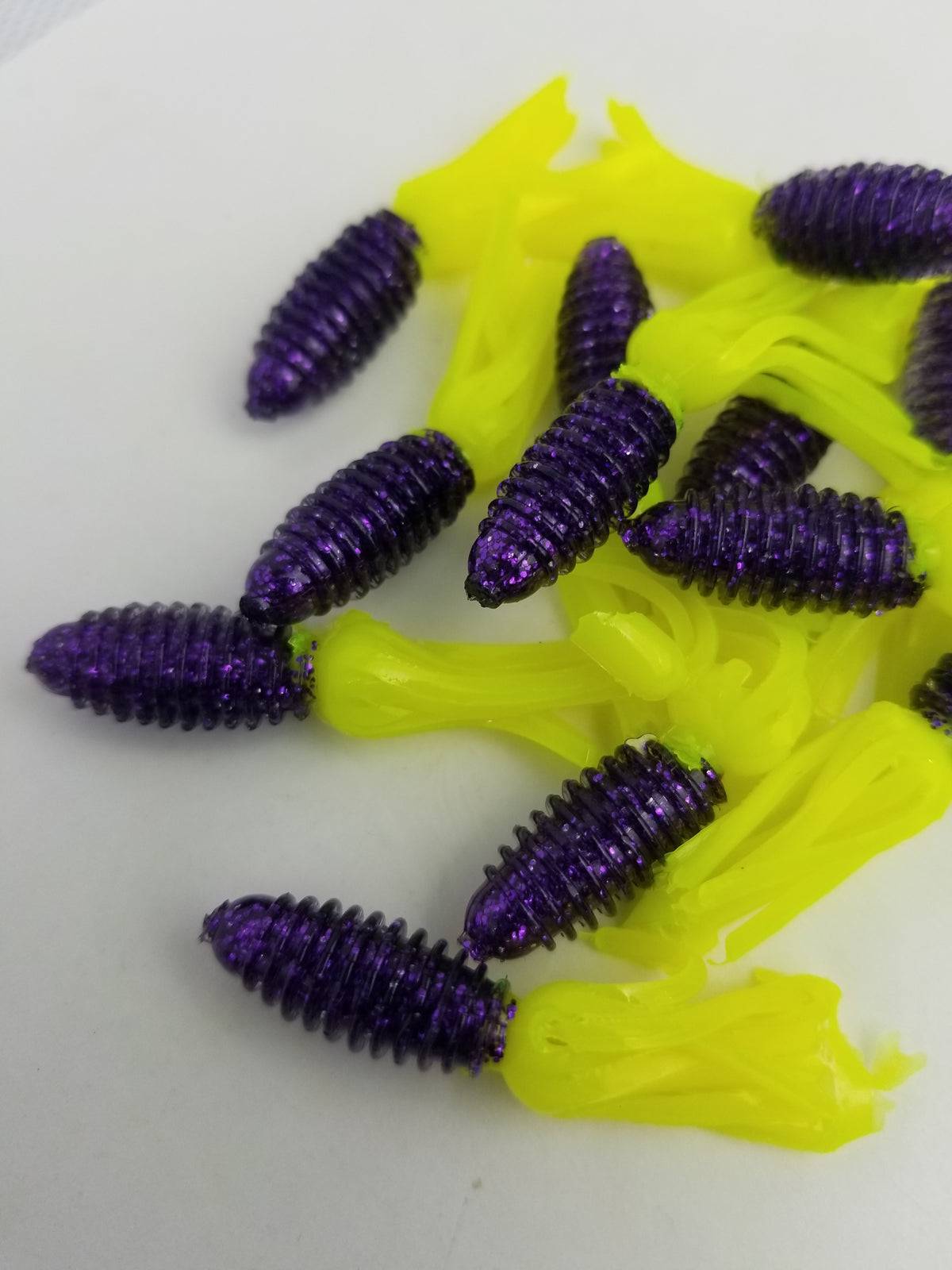 Cam's 1.75" Crappie Slab Shad Purple Glitter/Chartreuse Plastics