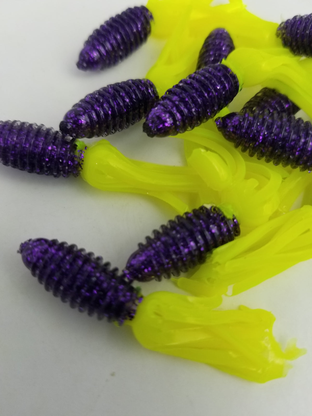 Cam's 1.75" Crappie Slab Shad Purple Glitter/Chartreuse Plastics