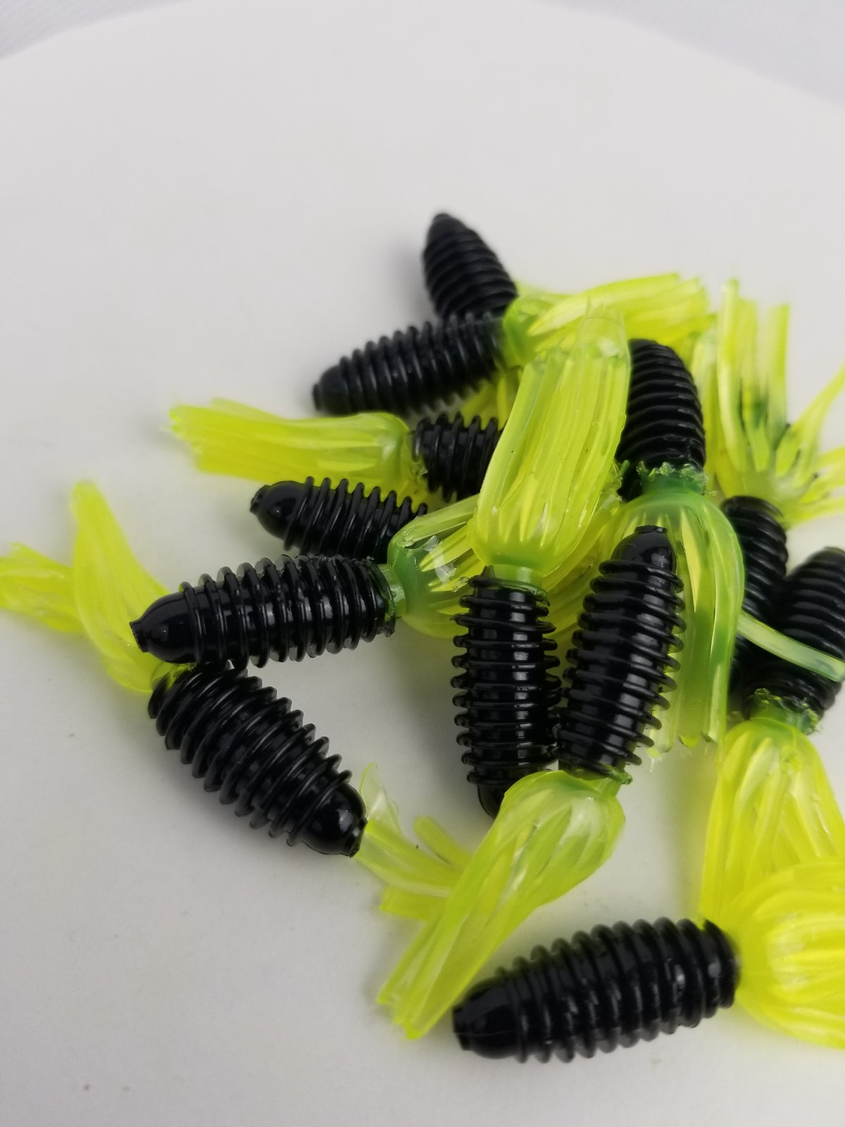 Cam's 1.75" Crappie Slab Shad Black/Chartreuse Plastics