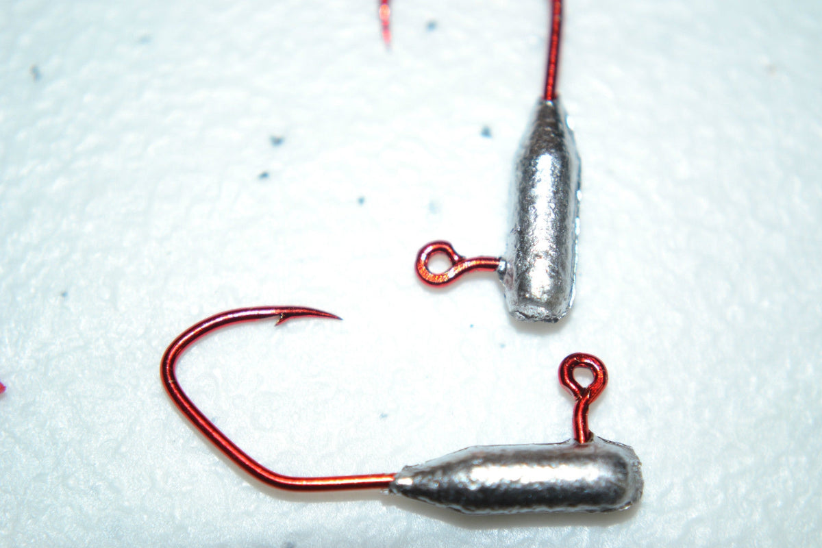 35 Cam's 1/16 Tube / Insert Jig Head #2 Red (Laser Sharp) Nasty Bend Hooks Crappie Bass Walleye