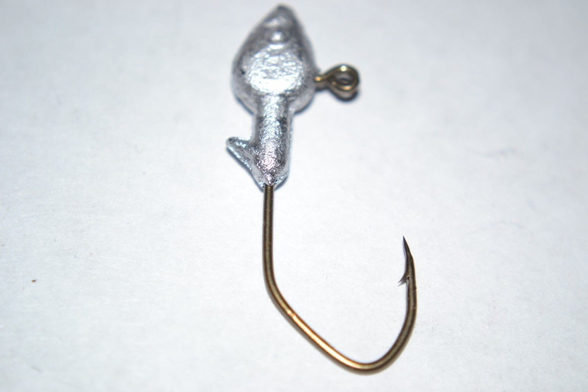 35 pc Cam's 1/32  Minnow Head w/Collar #4 Bronze (Laser Sharp) Nasty Bend Hooks Barb Collar