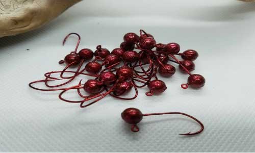 35ct Cam's Jig Heads 1/64 Red Round #6 Red (Laser Sharp) Nasty Bend Hooks