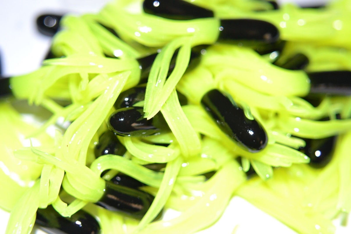 Cam's 35 pc Glow-n-Dark Black and Chartreuse 1.5" Tube Crappie Soft Jigs