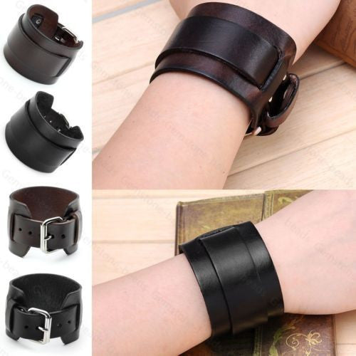 Men Bracelet Wide Leather Bracelet Cuff for Men Mens 