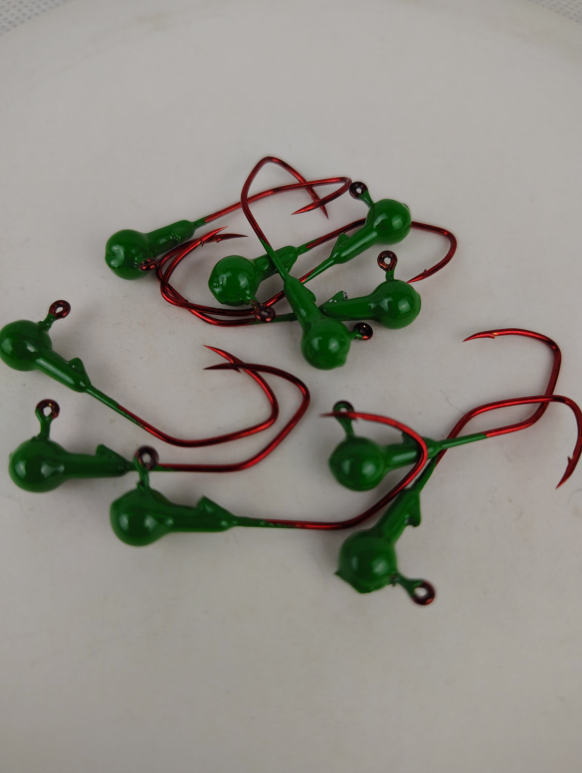 25ct.- 1/16oz. Painted Cam's DIESEL BUILT John Deere Green w/ 1/0 Deadly Blood Hooks (Chemically Sharpened)