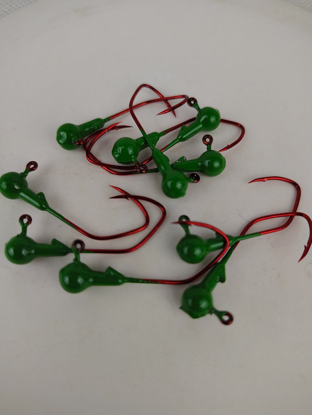 25ct.- 1/16oz. Painted Cam's DIESEL BUILT John Deere Green w/ 1/0 Deadly Blood Hooks (Chemically Sharpened)