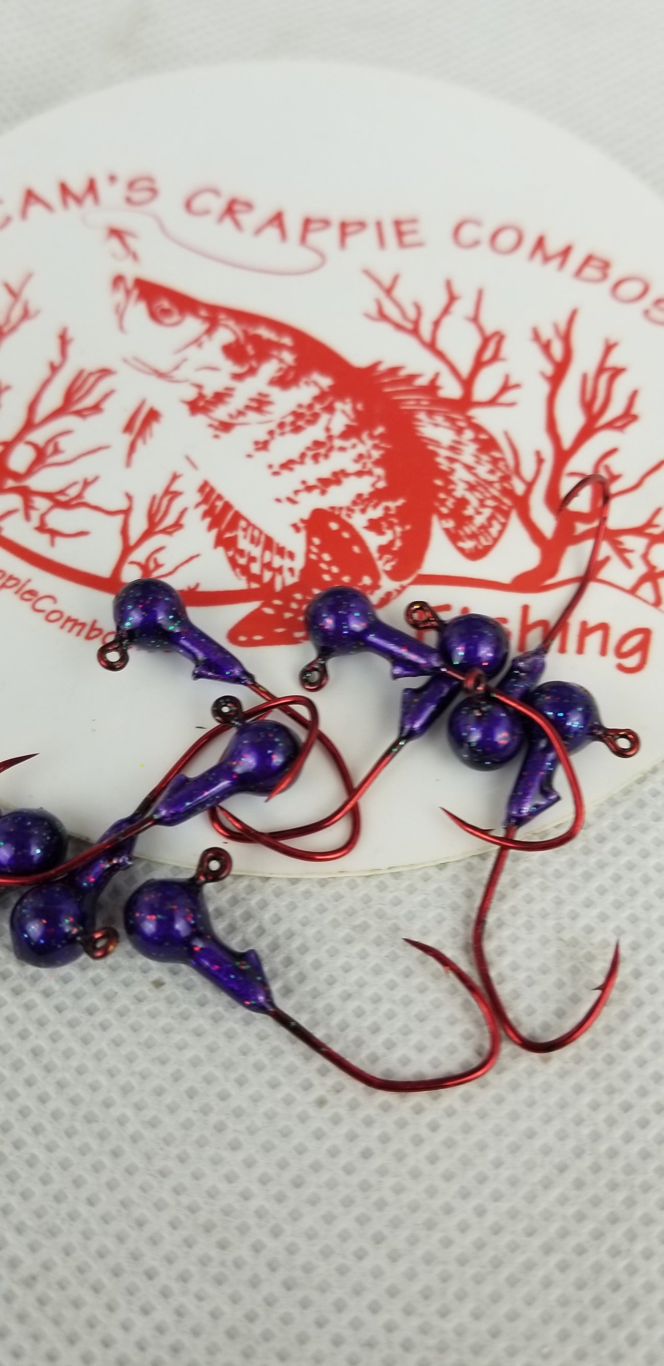 40 pk. 1/32 oz. Cam's "PURPLE PASSION" Painted jigs with Collar and #2 Red Chrome "NASTY BEND HOOK"
