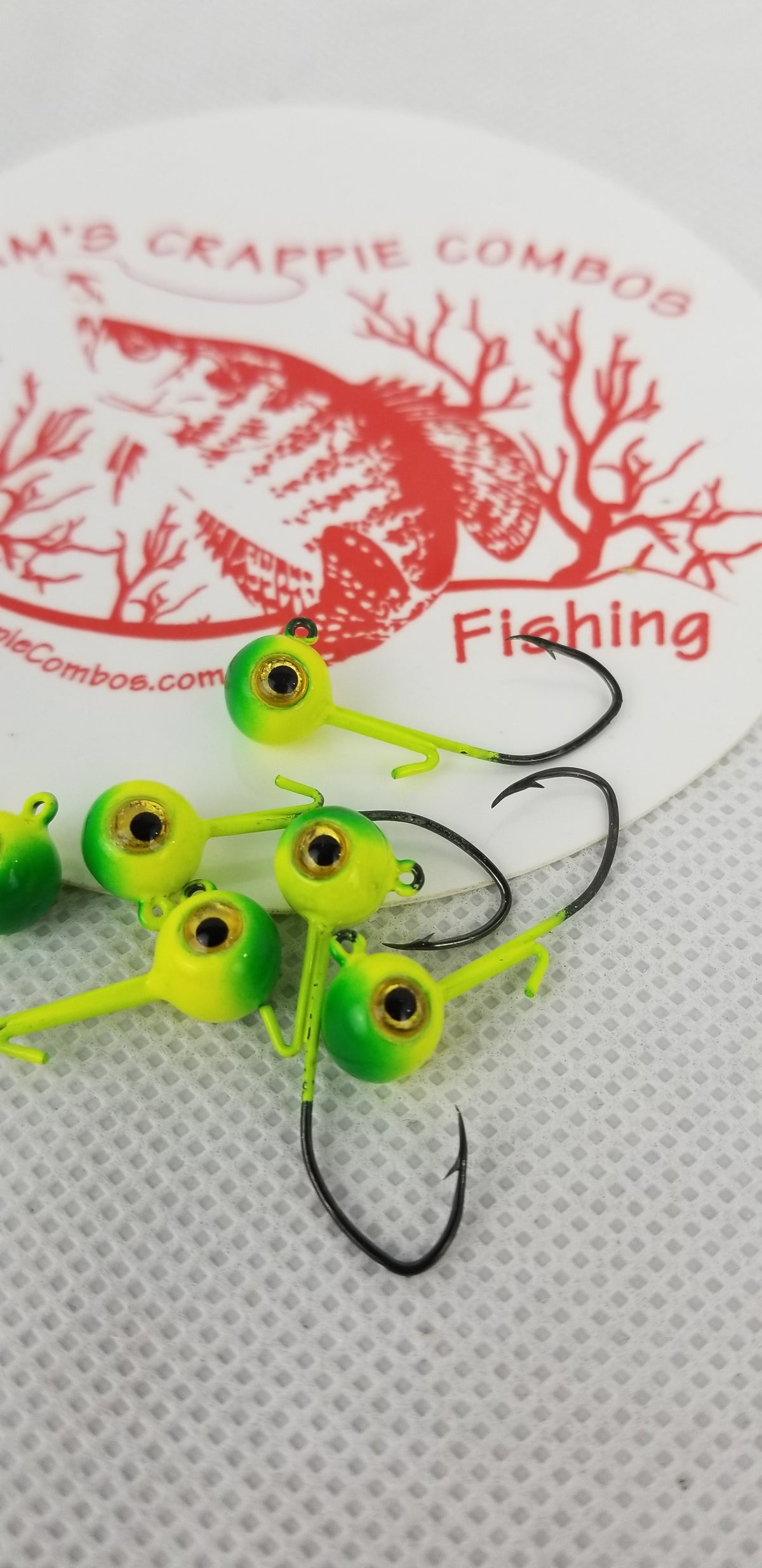 Cam's 20ct. Premium Honey Chartreuse (1/16 #4 Nasty Bend Hook) Holographic Life Like Double Paint Jig Head