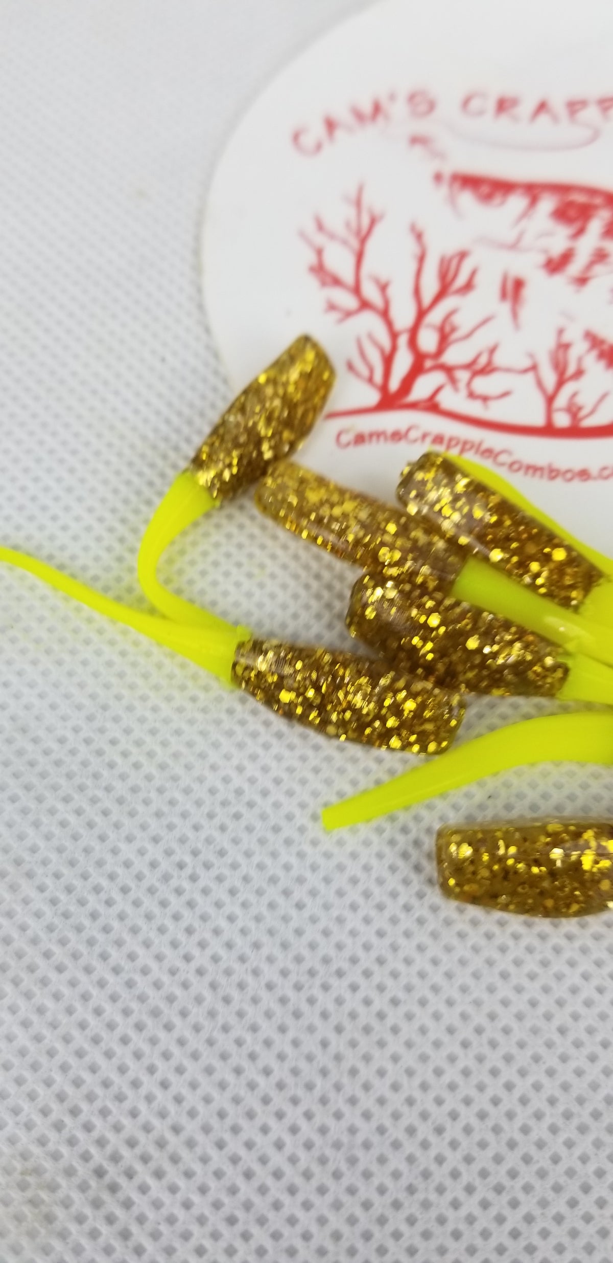 CAM'S 35pc 2"  "GOLDFINGER"  HOLOGRAM FLAKE STINGER SHAD JIG (EXCLUSIVE)