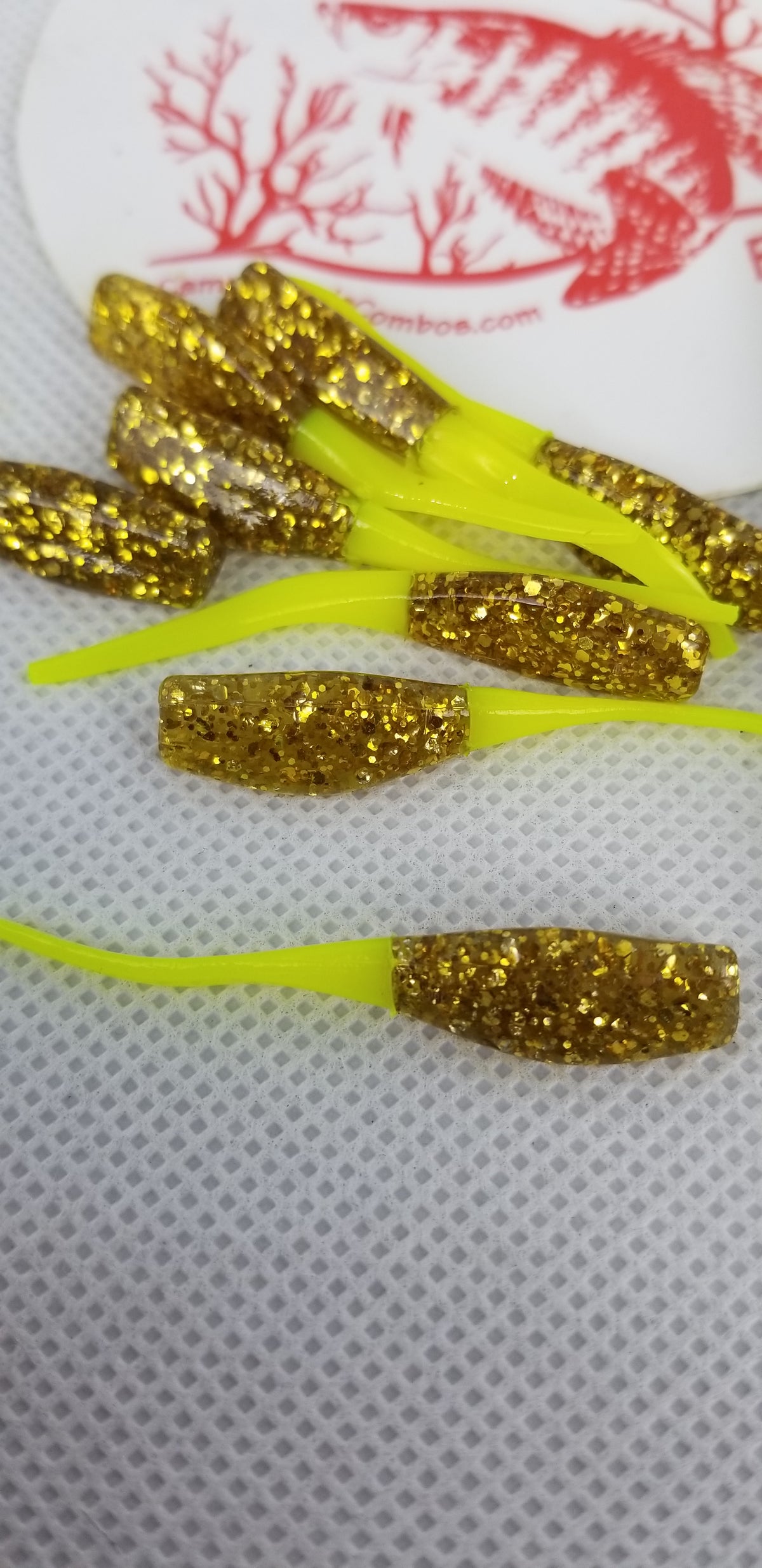 CAM'S 35pc 2"  "GOLDFINGER"  HOLOGRAM FLAKE STINGER SHAD JIG (EXCLUSIVE)