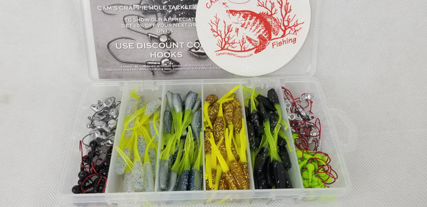 2025 New Cam's Complete Hooks & Plastics "GOLDFINGER" Stinger Shad Plastics [Hologram Flake] Assortment Package Kit