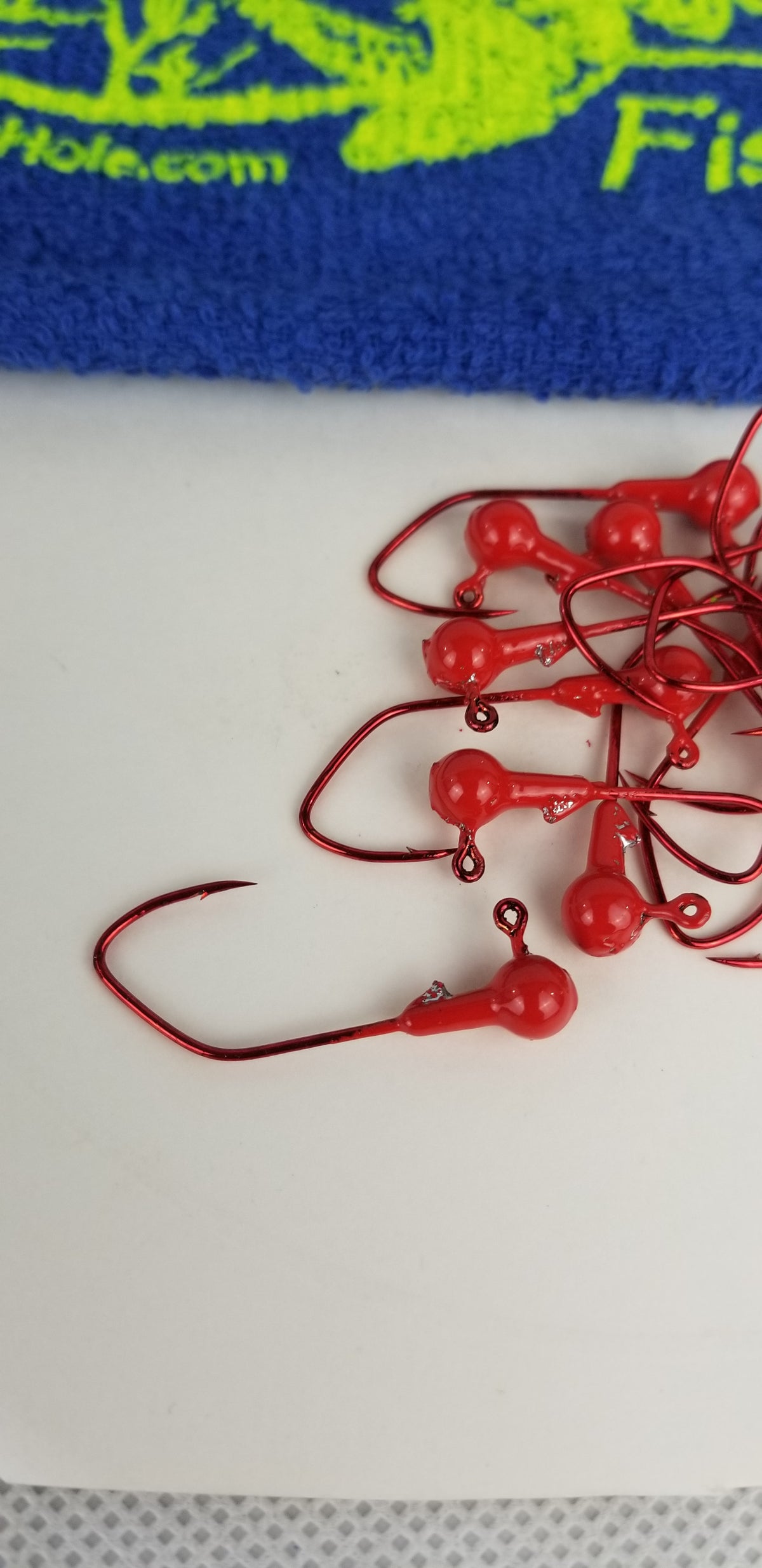 25ct.- 1/16oz. Painted Cam's DIESEL BUILT Candy Red Head w/ 1/0 Deadly Red Hooks (Chemically Sharpened)