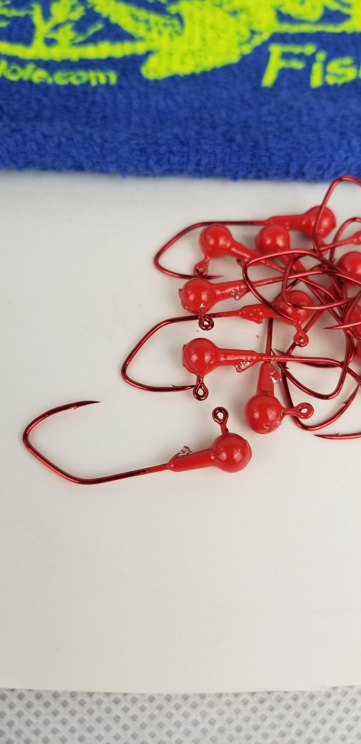 25ct.- 1/16oz. Painted Cam's DIESEL BUILT Candy Red Head w/ 1/0 Deadly Red Hooks (Chemically Sharpened)