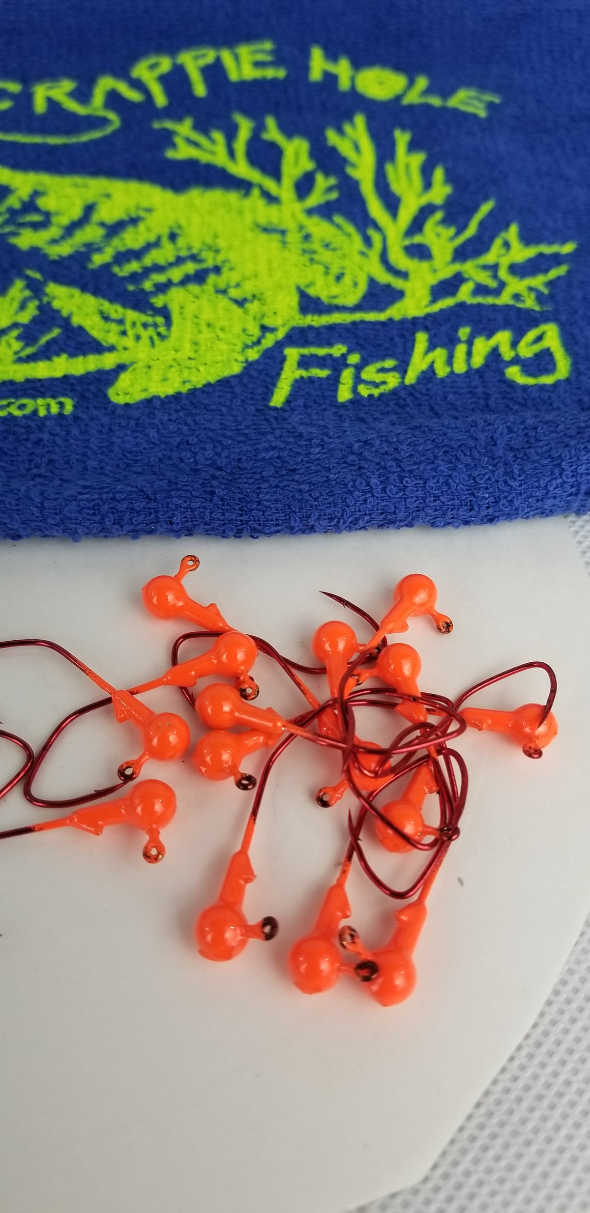 25ct.- 1/32oz. Painted Cam's DIESEL BUILT "Bright Orange" Head w/ 1/0 Deadly Red Hooks (Chemically Sharpened)