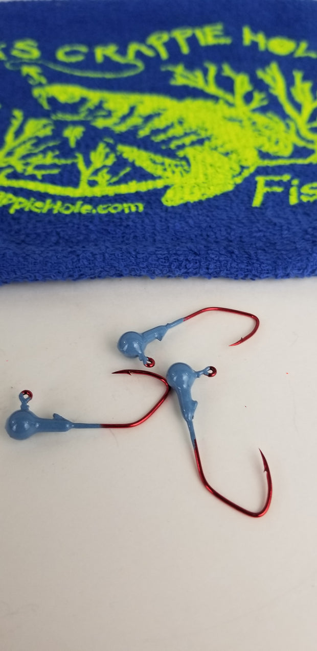 25ct.- 1/16oz. Painted Cam's DIESEL BUILT "Sky Blue" Head w/ 1/0 Deadly Red Hooks (Chemically Sharpened)