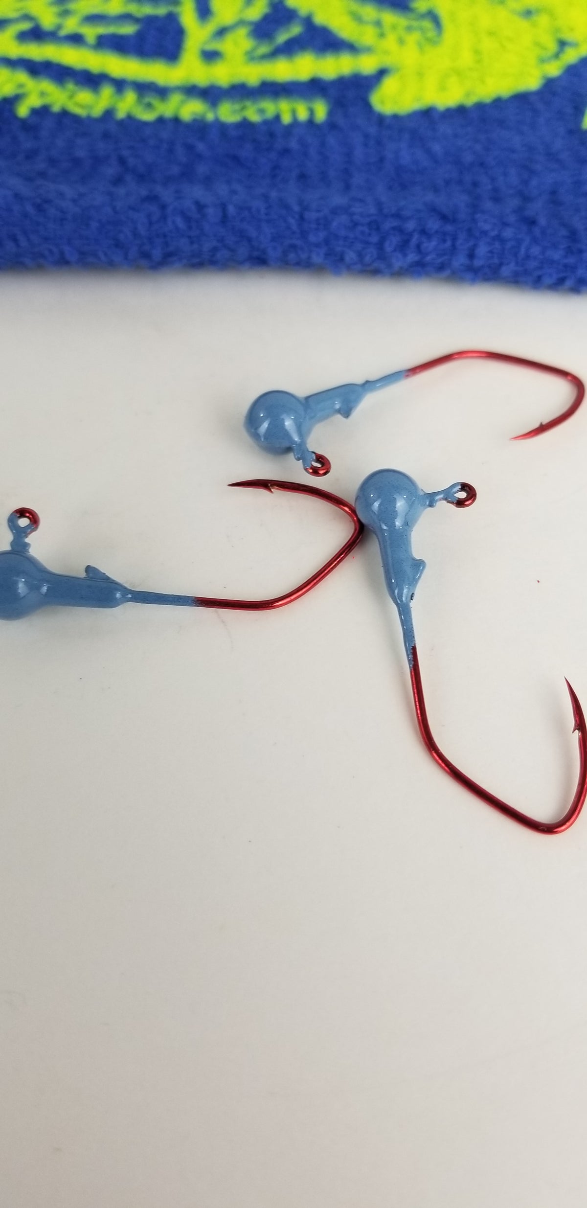 25ct.- 1/16oz. Painted Cam's DIESEL BUILT "Sky Blue" Head w/ 1/0 Deadly Red Hooks (Chemically Sharpened)