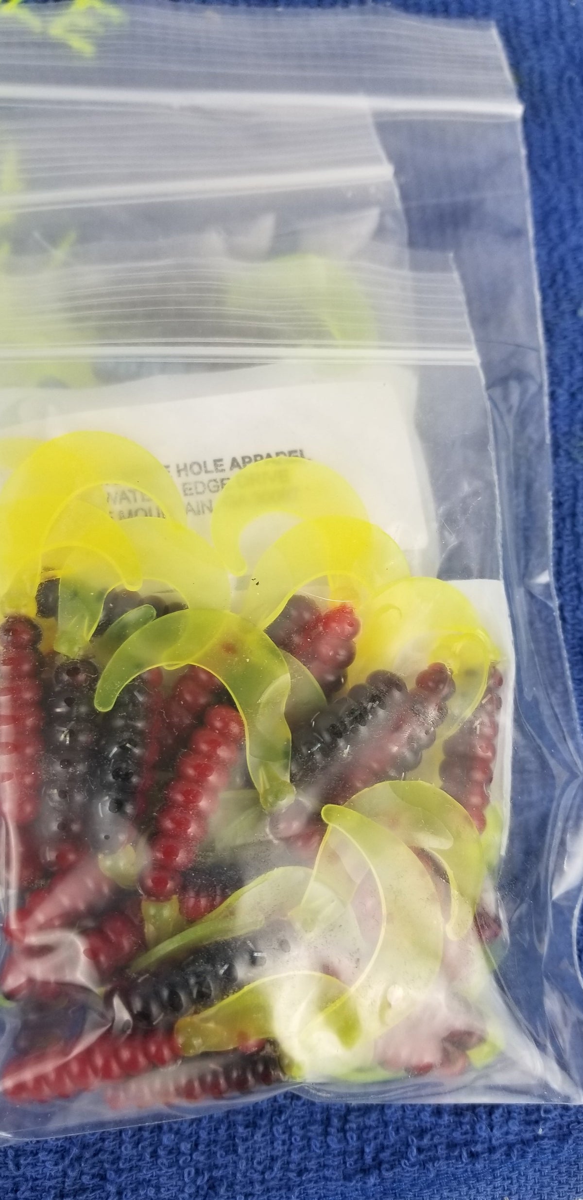 Cam's 2"(HOLOGRAM FLAKE) RED BLACK & CHARTREUSE/BLUE BLACK & CHARTREUSE 100pc (SPLIT SET) Curly Tail Crappie Soft Jigs [A Cam's Exclusive]