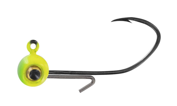 Cam's 20ct. Premium Honey Chartreuse (1/8 #2 Nasty Bend Hook) Holographic Life Like Double Paint Jig Head