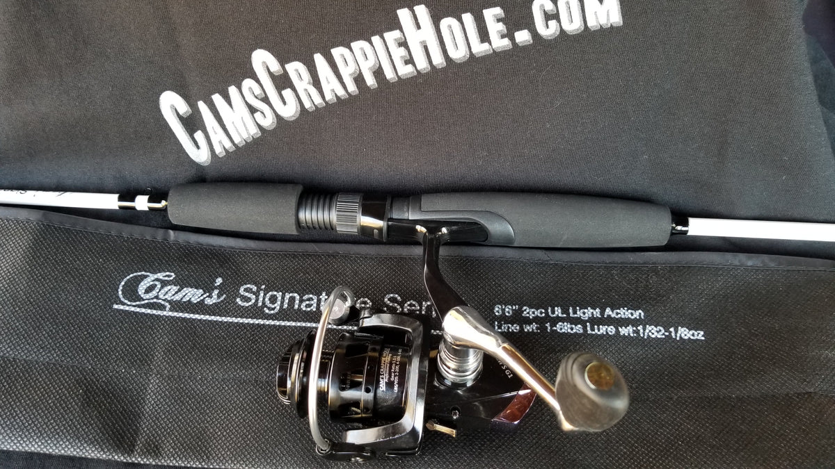 Cam's Signature Series White Ghost Titanium 6'6 Rod and Reel Combo –  Cam's CRAPPIE HOLE TACKLE & APPAREL