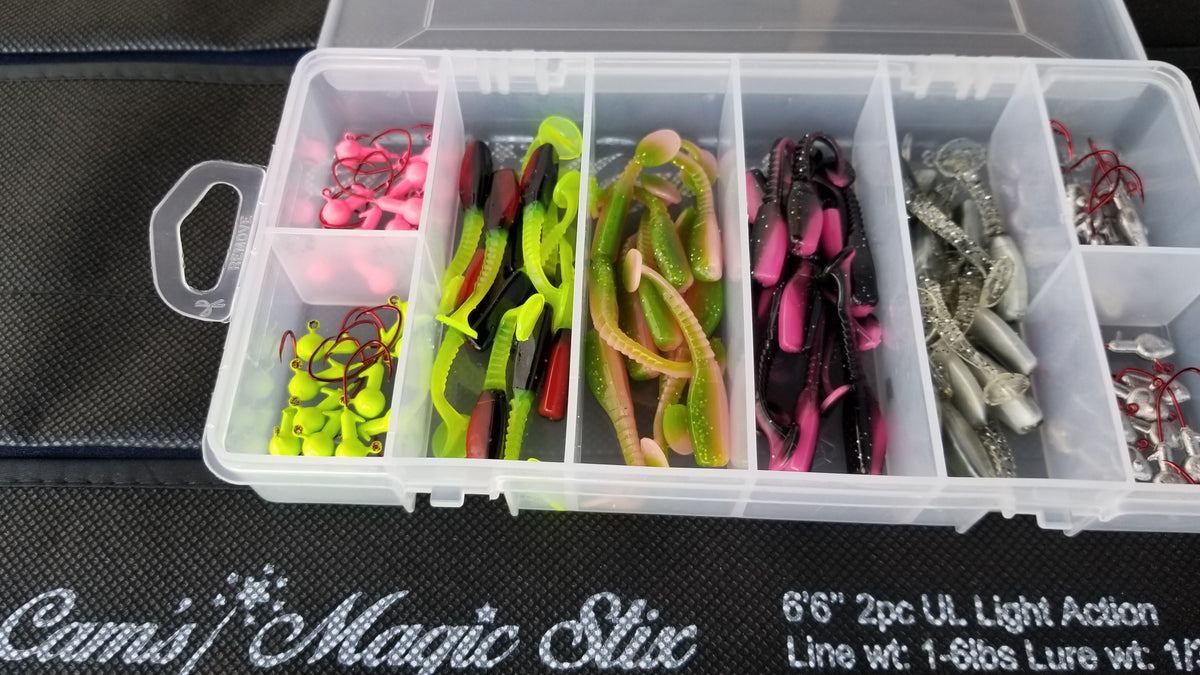 Cam's Complete "2" Swim Vibrating Paddle Tail Shad with (Bite Juice) Starter Assortment Package Kit