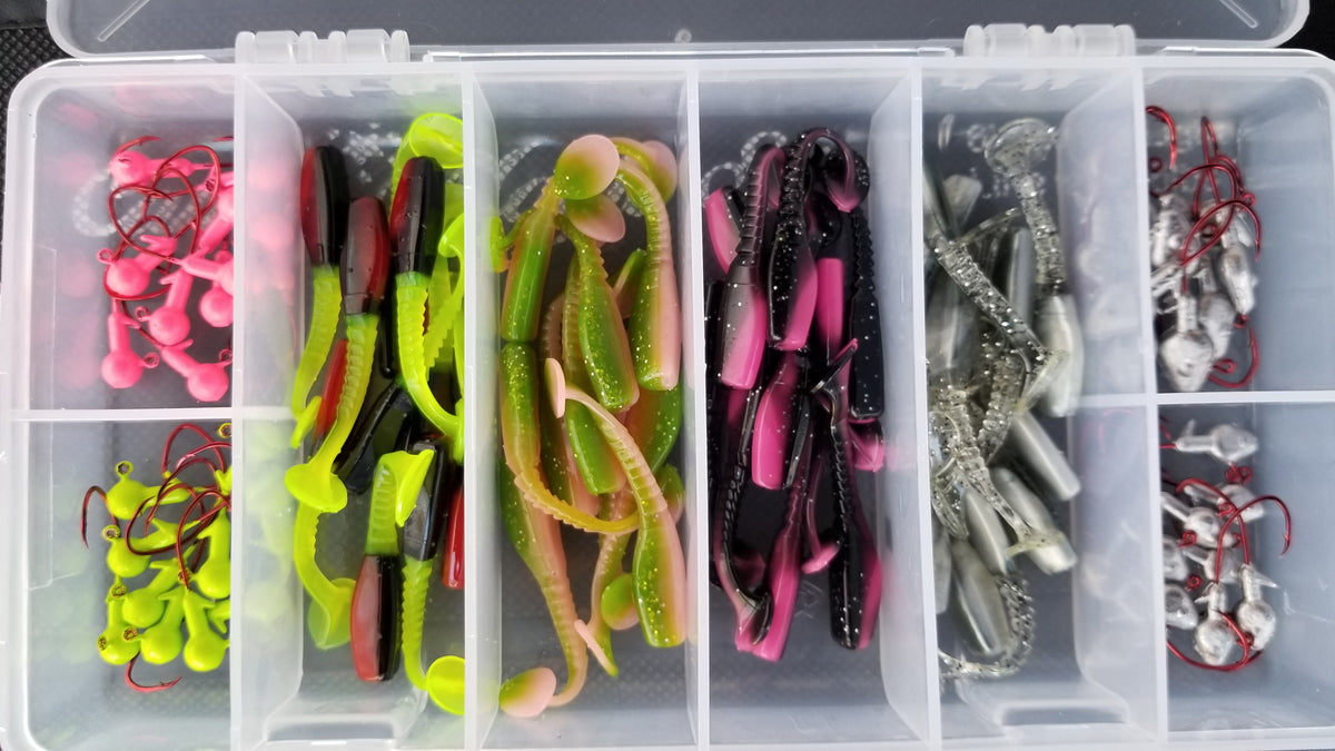 Cam's Complete "2" Swim Vibrating Paddle Tail Shad with (Bite Juice) Starter Assortment Package Kit