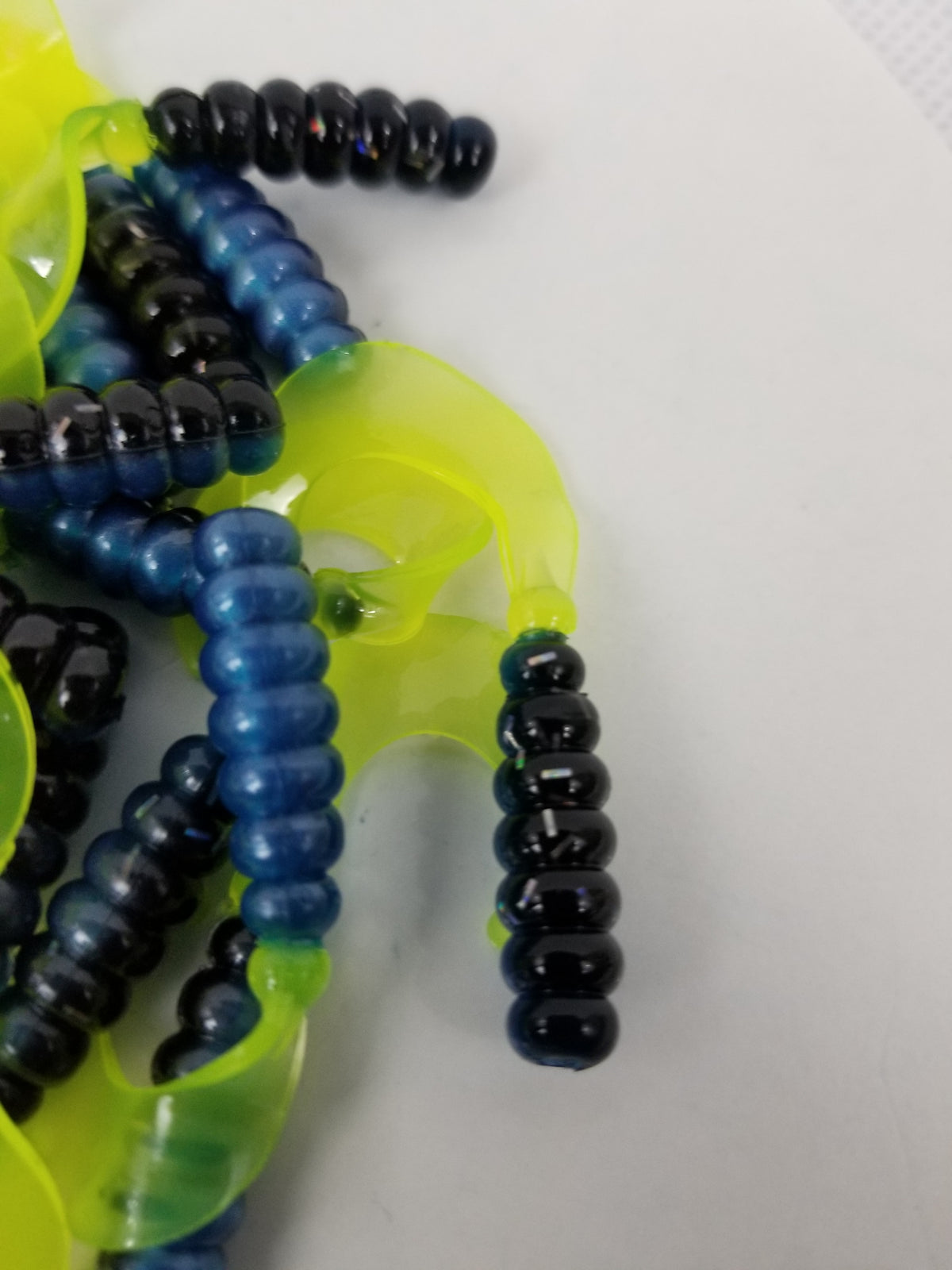 Cam's 2"(HOLOGRAM FLAKE)  Curly Tail Grub 40pc Blue Black & Chartreuse Curly Tail Crappie Soft Jigs  [A Cam's Exclusive]