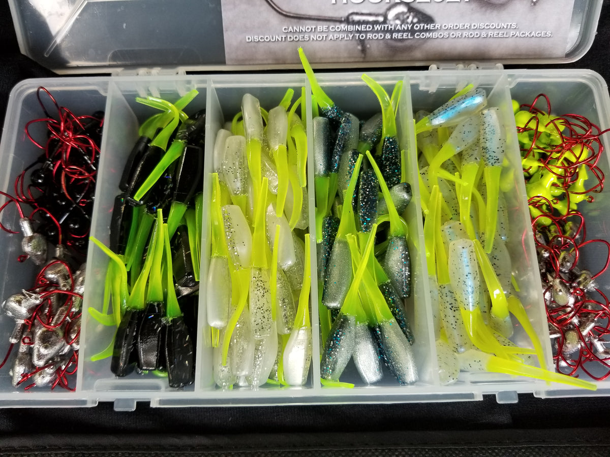 180 PIECE 2 CRAPPIE STINGER SHAD KIT IN TACKLE BOX CRAPPIE LURES SOFT  PLASTIC 