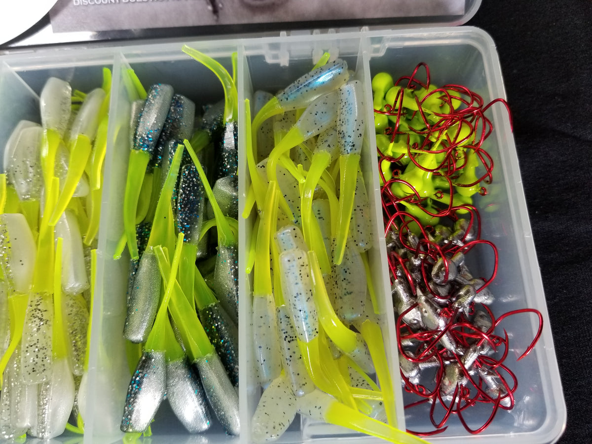 180 PIECE 2 CRAPPIE STINGER SHAD KIT IN TACKLE BOX CRAPPIE LURES SOFT  PLASTIC 