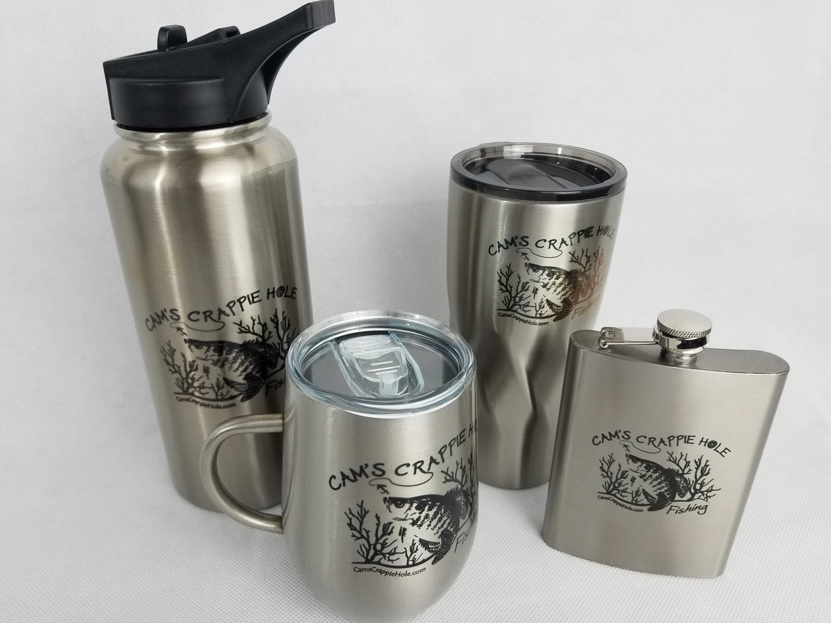 Cam's Stainless Steel 4 Piece Complete Set- 32oz Hydro Handle Bottle, –  Cam's CRAPPIE HOLE TACKLE & APPAREL
