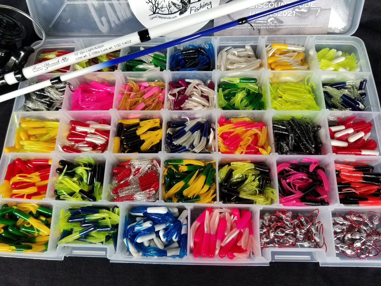 Cam's 10ft Yaannk Stick Combo Rod and Reel  1.5" Ultimate 1066 Assorted Tube Kit