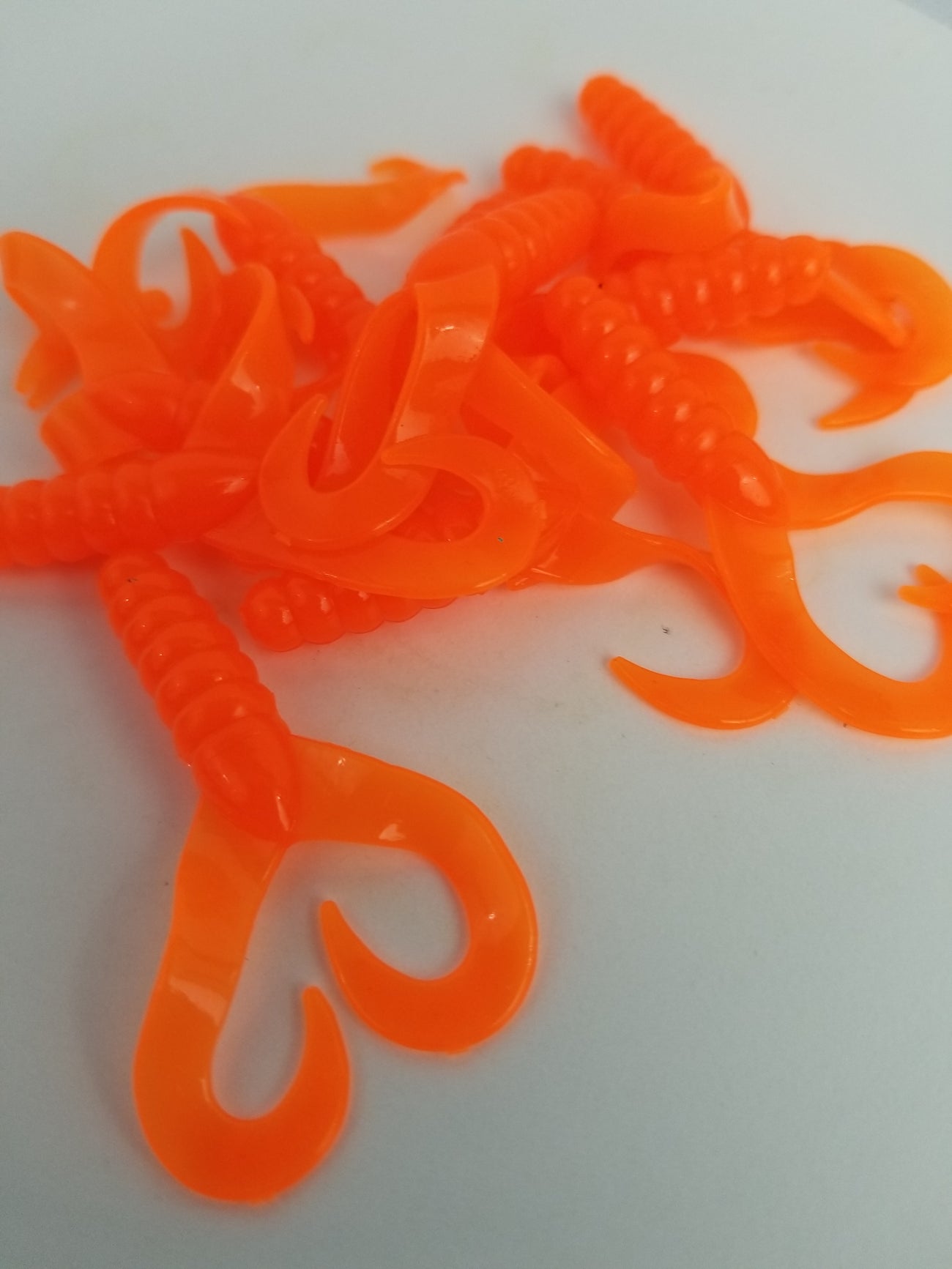 Cams 2" Double Twist Tail Orange Sickle Crappie Plastic Grub