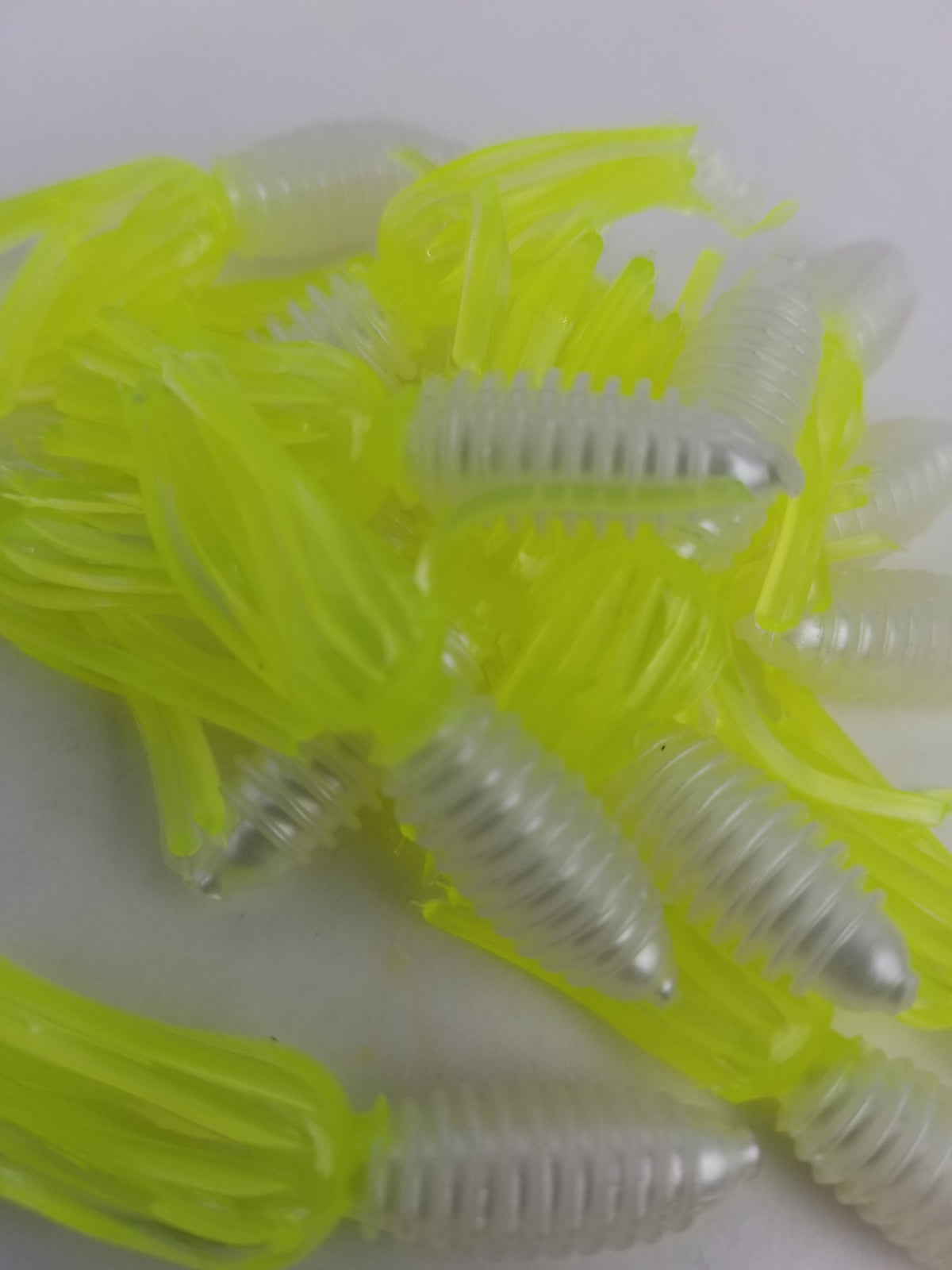 Cam's  1.75"  Crappie Slab Shad Pearl White/Chartreuse Plastics