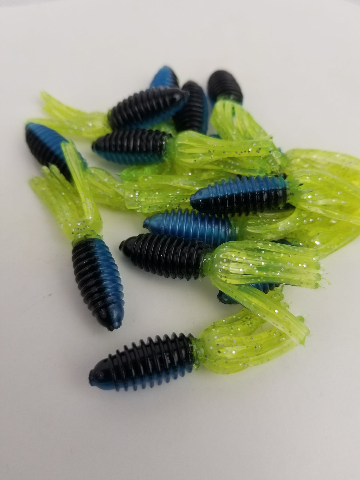 Cam's  1.75"  Crappie Slab Shad Blue Black/Chartreuse Plastics