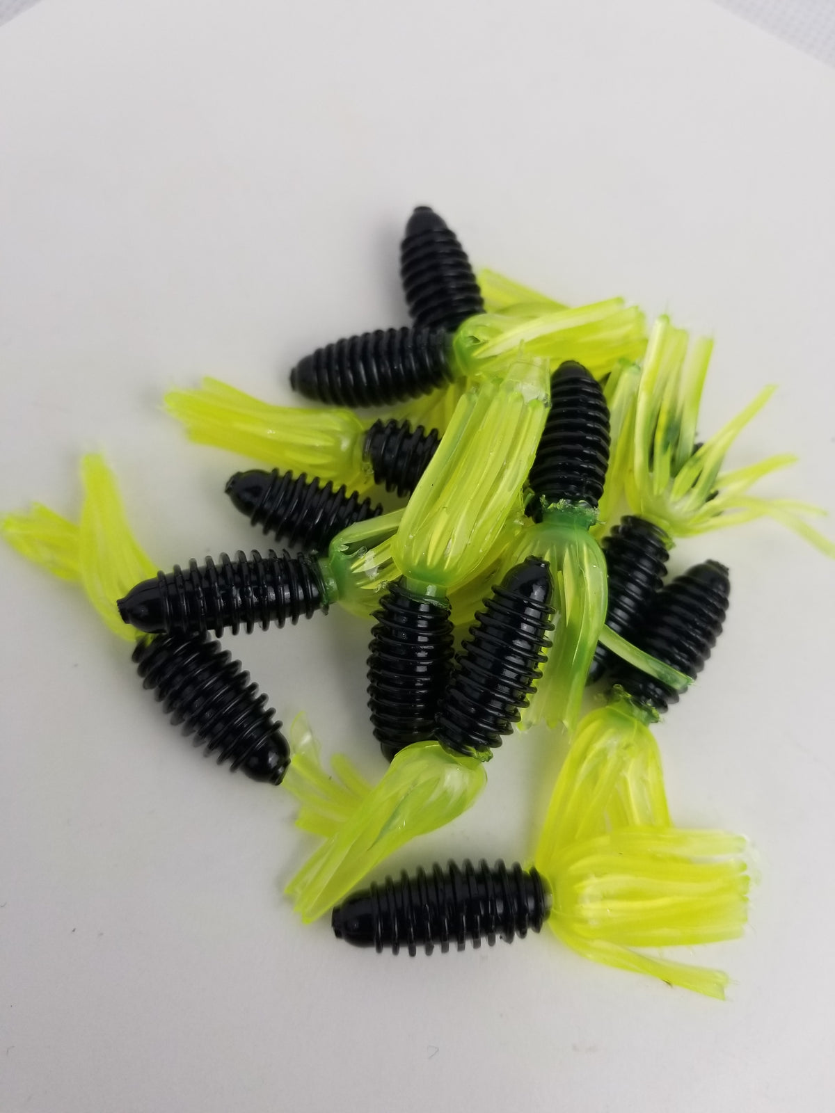 Cam's  1.75"  Crappie Slab Shad Black/Chartreuse Plastics