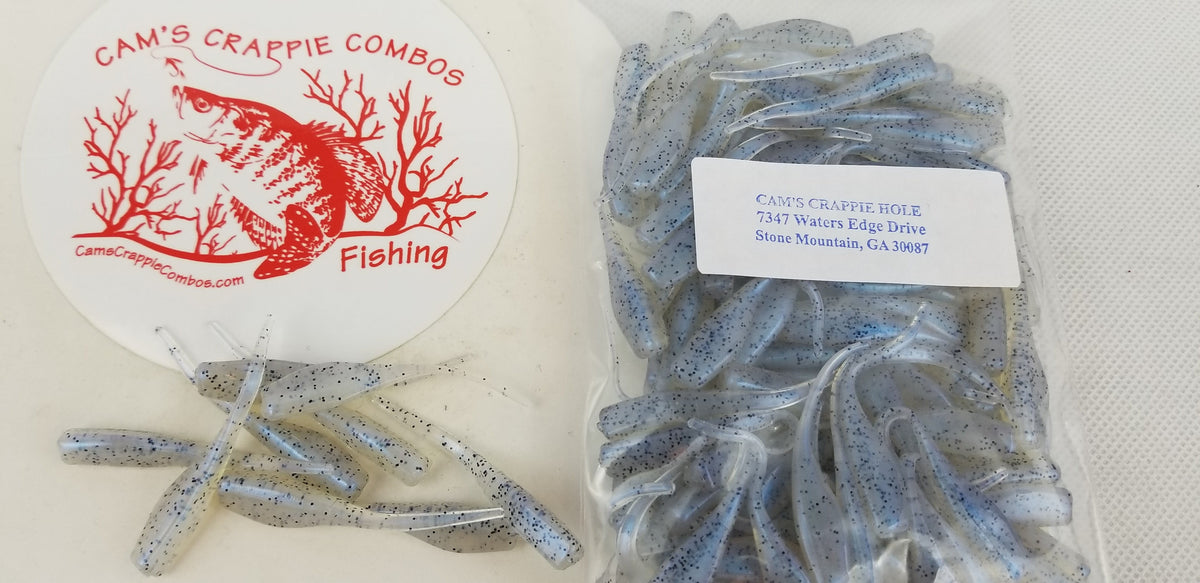 Cam's 2"(HOLOGRAM FLAKE)  Stinger Shad 100pc MONKEY MILK Crappie Soft Jigs [A Cam's Exclusive]