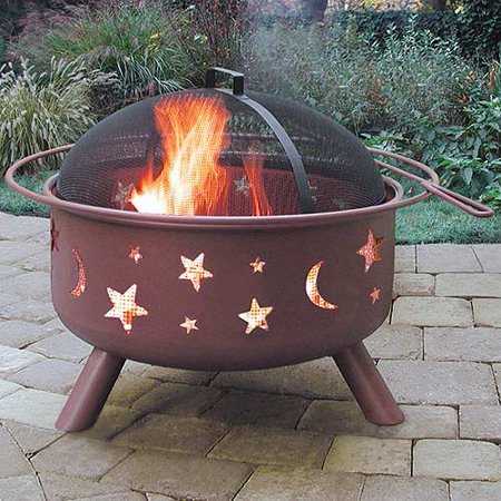 Cam's "Crappie Pit" Outdoor Steel Fire Pit, Stars & Moons, #Thump City Georgia Clay